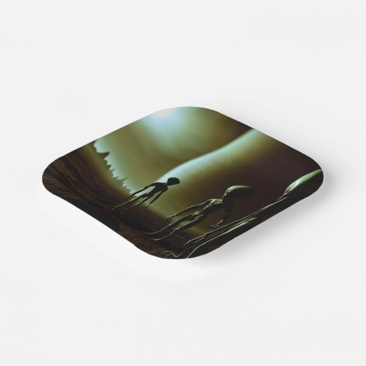 SF Graue Außerirdischen 1 Pappteller (Gewinkelt)