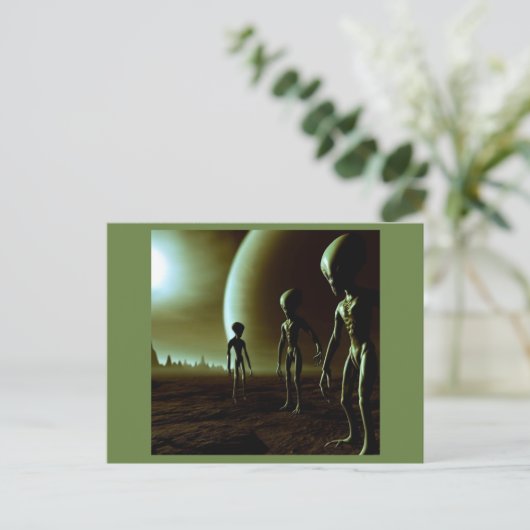 SF Graue Außerirdischen 1 Postkarte (Stehend Vorderseite)