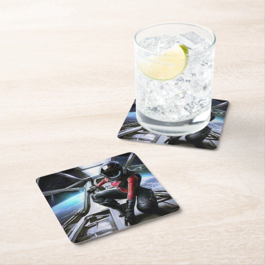 SF Hero Abard Spaceship 2 Rechteckiger Pappuntersetzer (Vor Ort)