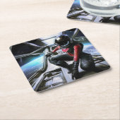 SF Hero Abard Spaceship 2 Rechteckiger Pappuntersetzer (angewinkelt)