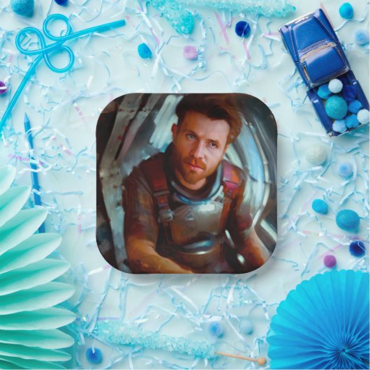 SF Hero Abard Spaceship 4 Pappteller (Party)