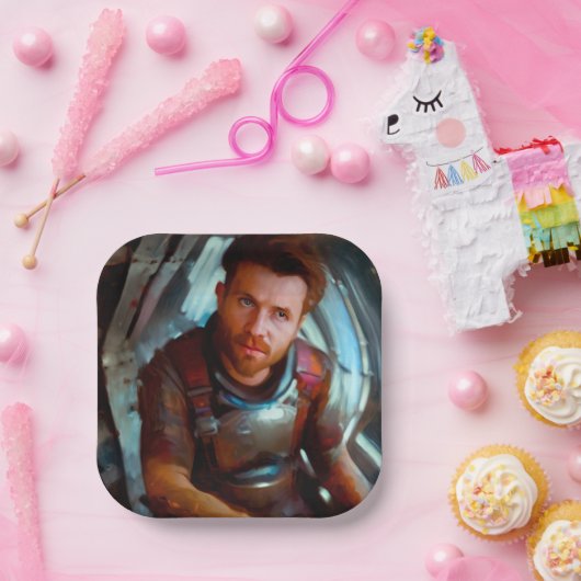 SF Hero Abard Spaceship 4 Pappteller (Party)