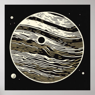 SF Jupiter Woodcut 1 Poster