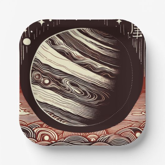 SF Jupiter Woodcut 2 Pappteller (Vorderseite)