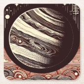 SF Jupiter Woodcut 2 Rechteckiger Pappuntersetzer (Vorderseite)