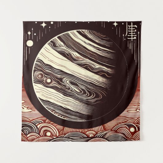 SF Jupiter Woodcut 2 Wandteppich (Vorderseite)