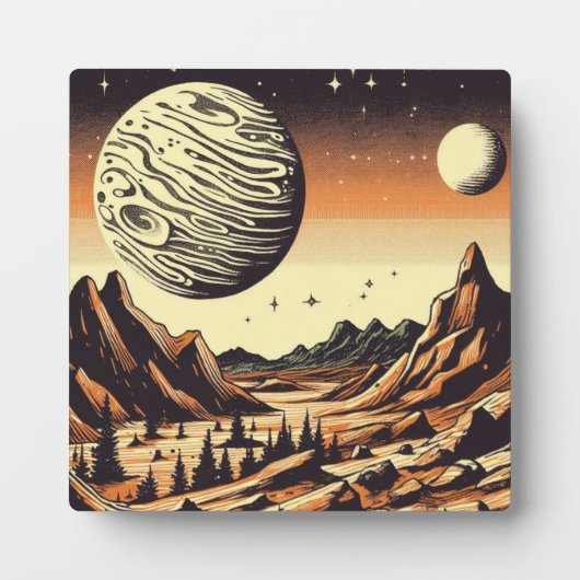 SF Mars Landschaft Holzschnitt 1 Fotoplatte (Vorderseite)