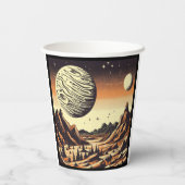 SF Mars Landschaft Holzschnitt 1 Pappbecher (Rückseite)