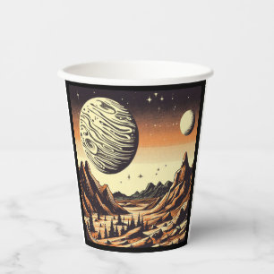 SF Mars Landschaft Holzschnitt 1 Pappbecher