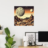 SF Mars Landschaft Holzschnitt 1 Poster (Heimbüro)