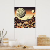 SF Mars Landschaft Holzschnitt 1 Poster (Küche)