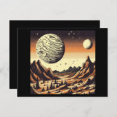 SF Mars Landschaft Holzschnitt 1 Postkarte (Vorne/Hinten)