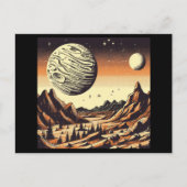 SF Mars Landschaft Holzschnitt 1 Postkarte (Vorderseite)