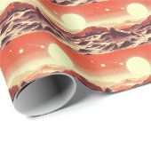 SF Mars Landschaft Holzschnitt 2 Geschenkpapier (Rolleneckpunkt)