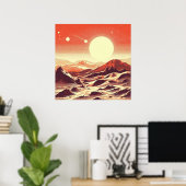 SF Mars Landschaft Holzschnitt 2 Poster (Heimbüro)