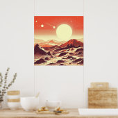 SF Mars Landschaft Holzschnitt 2 Poster (Küche)