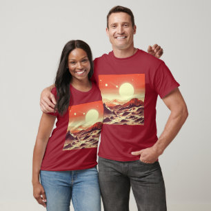 SF Mars Landschaft Holzschnitt 2 T-Shirt