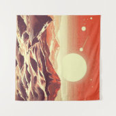 SF Mars Landschaft Holzschnitt 2 Wandteppich (Vorderseite (Horizontal))