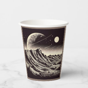 SF Mars Landschaft Holzschnitt 3 Pappbecher