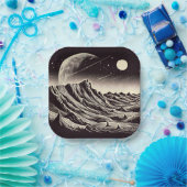 SF Mars Landschaft Holzschnitt 3 Pappteller (Party)