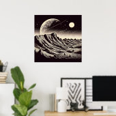 SF Mars Landschaft Holzschnitt 3 Poster (Heimbüro)