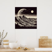 SF Mars Landschaft Holzschnitt 3 Poster (Küche)
