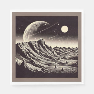 SF Mars Landschaft Holzschnitt 3 Serviette