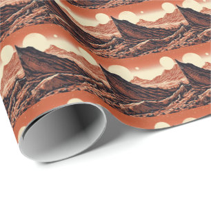 SF Mars Landschaft Holzschnitt 4 Geschenkpapier