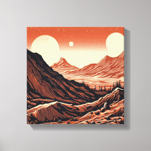 SF Mars Landschaft Holzschnitt 4 Leinwanddruck