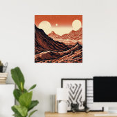 SF Mars Landschaft Holzschnitt 4 Poster (Heimbüro)