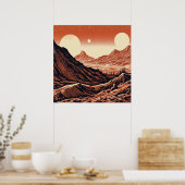 SF Mars Landschaft Holzschnitt 4 Poster (Küche)