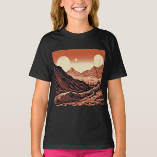 SF Mars Landschaft Holzschnitt 4 T-Shirt