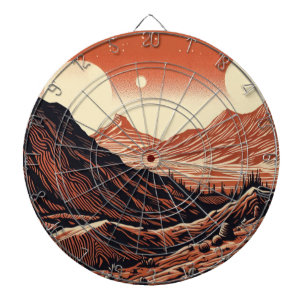 SF Marslandschaft Woodcut (4) Dartscheibe