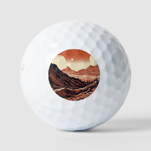 SF Marslandschaft Woodcut (4) Golfball (Vorderseite)