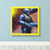 SF - Militärischer Held 4 Leinwanddruck (Insitu (Holzboden))