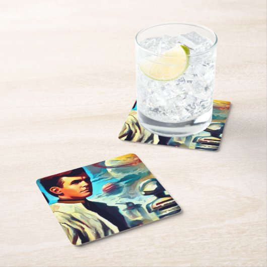 SF Pullzeitschrift Cover Style 2 Rechteckiger Pappuntersetzer (Vor Ort)