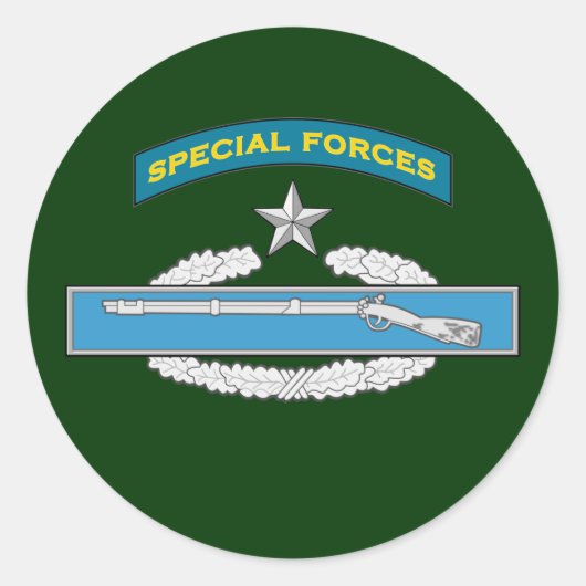 SF Q-Tab und CIB mit zweiter Auszeichnung Runder Aufkleber (Vorderseite)