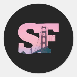 Sf San Francisco City Skyline of Downtown Sf Calif Runder Aufkleber