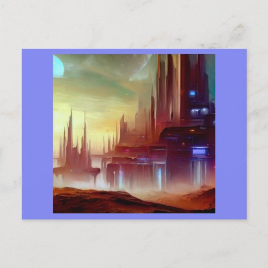 SF-Stadt auf einem seltsamen Planeten 1 Postkarte (Vorderseite)