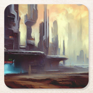 SF-Stadt auf einem seltsamen Planeten 2 Rechteckiger Pappuntersetzer