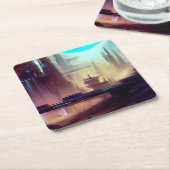 SF-Stadt auf einem seltsamen Planeten 3 Rechteckiger Pappuntersetzer (angewinkelt)