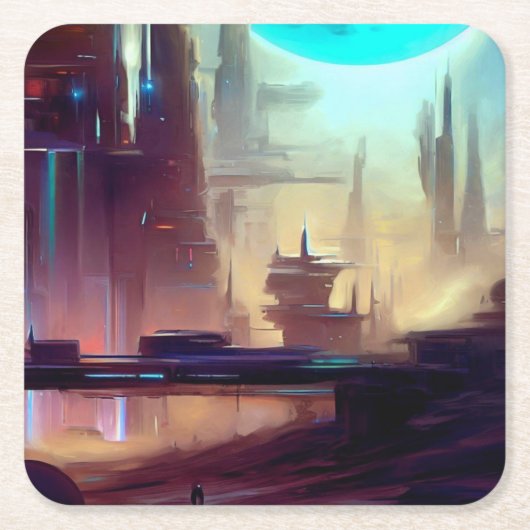 SF-Stadt auf einem seltsamen Planeten 3 Rechteckiger Pappuntersetzer (Vorderseite)