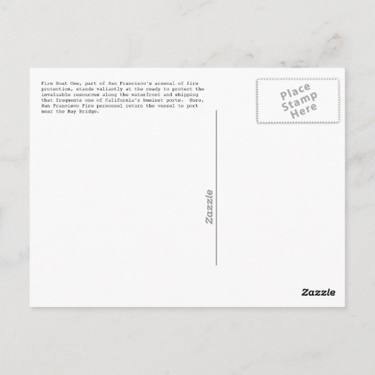 SFFD - Feuerwehrboot eins Postkarte (Rückseite)