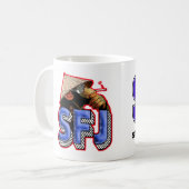 SFJ Podcast-Affe-Tasse Kaffeetasse (Vorderseite Links)