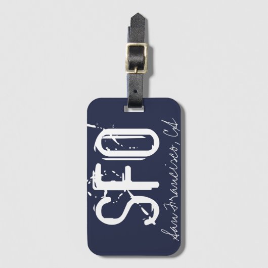 SFO San Francisco Blue Gepäckanhänger (Vorderseite Vertikal)