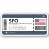 SFO San Francisco Boarding Pass - California Trave Aufkleber (Vorderseite)