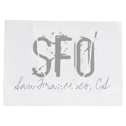 SFO San Francisco Flughafen Typografie Große Geschenktüte (Rückseite)