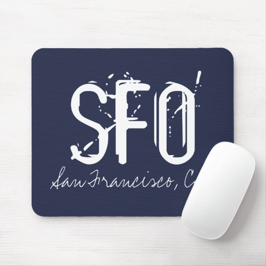 SFO San Francisco Typografie Blue Mousepad (Mit Mouse)