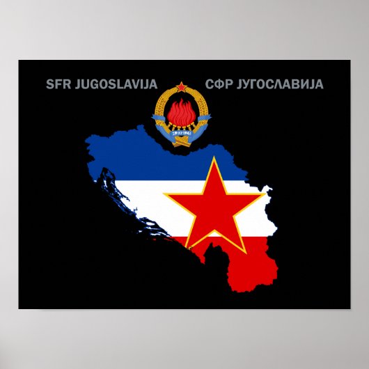 SFR Jugoslawien - Karte - Emblem - Flagge Poster (Vorne)
