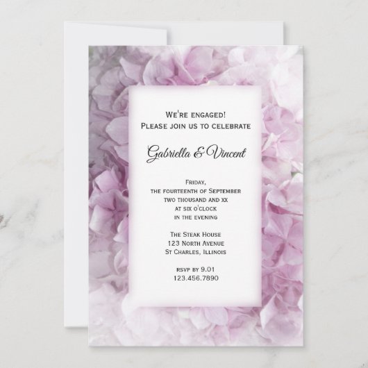 Sft Pink Hydrangea Engagement Party Einladung (Vorderseite)